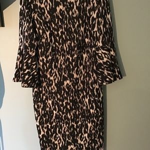 Calvin Klein leopard bell sleeves dress